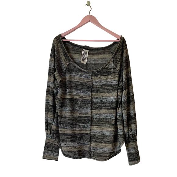 Free People Gray Striped Woven Top Size Small - Picture 1 of 7